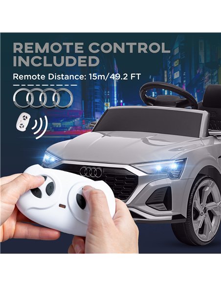 AIYAPLAY Audi Q8 e-tron Sportback Licensed 12V Ride on Car w/ Remote, 4 Spring Suspension Wheels, Headlights, Music, Horn - Grey - pic 124279 | FastDaddyshop