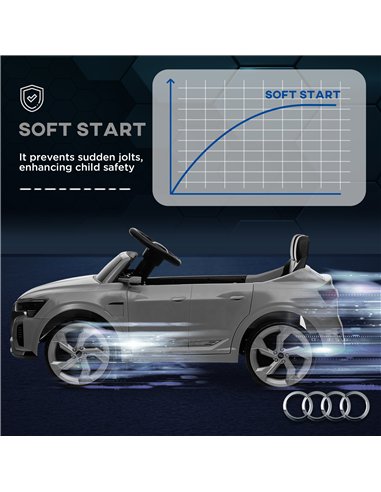 AIYAPLAY Audi Q8 e-tron Sportback Licensed 12V Ride on Car w/ Remote, 4 Spring Suspension Wheels, Headlights, Music, Horn - Grey