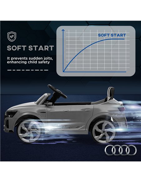 AIYAPLAY Audi Q8 e-tron Sportback Licensed 12V Ride on Car w/ Remote, 4 Spring Suspension Wheels, Headlights, Music, Horn - Grey - pic 124281 | FastDaddyshop