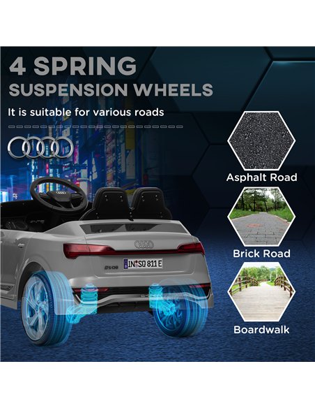 AIYAPLAY Audi Q8 e-tron Sportback Licensed 12V Ride on Car w/ Remote, 4 Spring Suspension Wheels, Headlights, Music, Horn - Grey - pic 124282 | FastDaddyshop