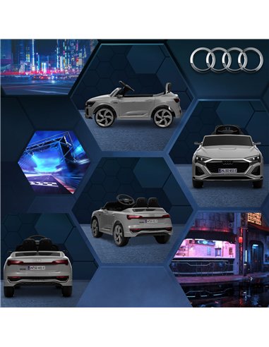 AIYAPLAY Audi Q8 e-tron Sportback Licensed 12V Ride on Car w/ Remote, 4 Spring Suspension Wheels, Headlights, Music, Horn - Grey