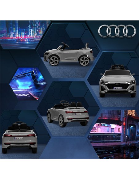 AIYAPLAY Audi Q8 e-tron Sportback Licensed 12V Ride on Car w/ Remote, 4 Spring Suspension Wheels, Headlights, Music, Horn - Grey - pic 124283 | FastDaddyshop