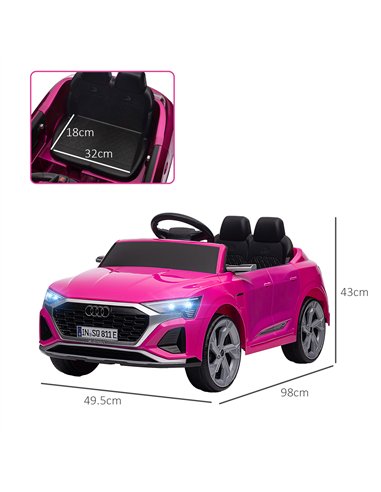 AIYAPLAY Audi Q8 e-tron Sportback Licensed 12V Ride on Car w/ Remote, 4 Spring Suspension Wheels, Headlights, Music, Horn - Pink
