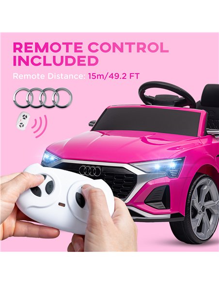 AIYAPLAY Audi Q8 e-tron Sportback Licensed 12V Ride on Car w/ Remote, 4 Spring Suspension Wheels, Headlights, Music, Horn - Pink - pic 124288 | FastDaddyshop