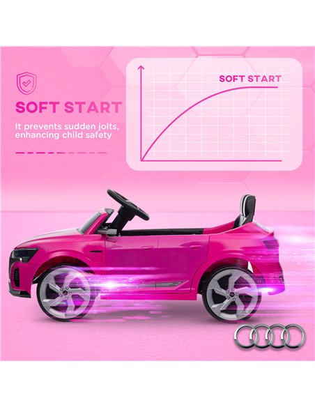 AIYAPLAY Audi Q8 e-tron Sportback Licensed 12V Ride on Car w/ Remote, 4 Spring Suspension Wheels, Headlights, Music, Horn - Pink - pic 124290 | FastDaddyshop
