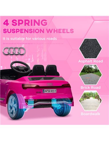 AIYAPLAY Audi Q8 e-tron Sportback Licensed 12V Ride on Car w/ Remote, 4 Spring Suspension Wheels, Headlights, Music, Horn - Pink