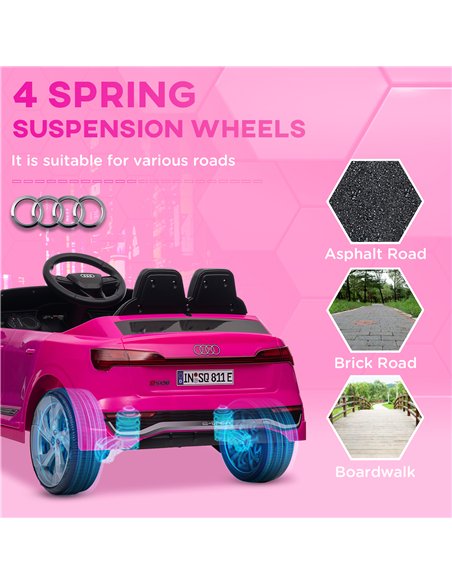 AIYAPLAY Audi Q8 e-tron Sportback Licensed 12V Ride on Car w/ Remote, 4 Spring Suspension Wheels, Headlights, Music, Horn - Pink - pic 124291 | FastDaddyshop