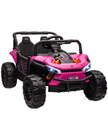 AIYAPLAY 12V Battery Powered Ride on Truck w/ Remote, Four Suspension Wheels, Horn, Lights, Music, USB, for Ages 3-5 Years, Pink - pic 124293 | FastDaddyshop