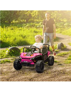 AIYAPLAY 12V Battery Powered Ride on Truck w/ Remote, Four Suspension Wheels, Horn, Lights, Music, USB, for Ages 3-5 Years, Pink 2