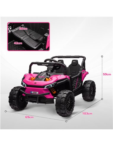 AIYAPLAY 12V Battery Powered Ride on Truck w/ Remote, Four Suspension Wheels, Horn, Lights, Music, USB, for Ages 3-5 Years, Pink