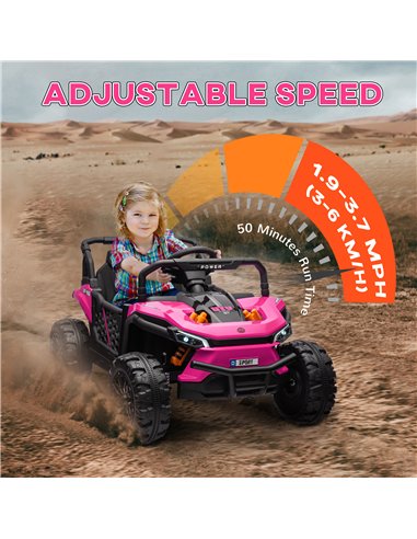 AIYAPLAY 12V Battery Powered Ride on Truck w/ Remote, Four Suspension Wheels, Horn, Lights, Music, USB, for Ages 3-5 Years, Pink