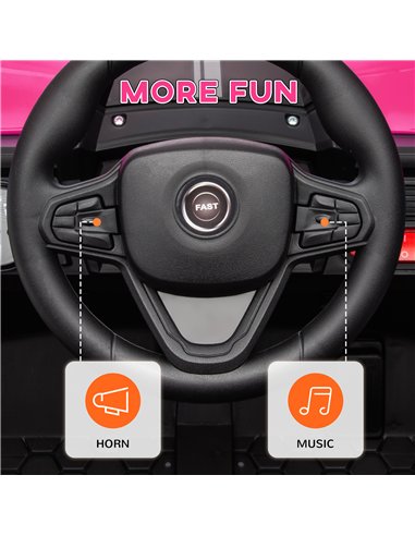 AIYAPLAY 12V Battery Powered Ride on Truck w/ Remote, Four Suspension Wheels, Horn, Lights, Music, USB, for Ages 3-5 Years, Pink