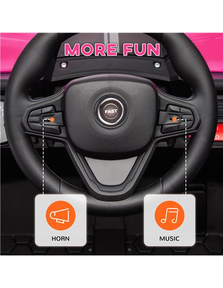 AIYAPLAY 12V Battery Powered Ride on Truck w/ Remote, Four Suspension Wheels, Horn, Lights, Music, USB, for Ages 3-5 Years, Pink - pic 124300 | FastDaddyshop
