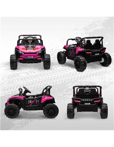 AIYAPLAY 12V Battery Powered Ride on Truck w/ Remote, Four Suspension Wheels, Horn, Lights, Music, USB, for Ages 3-5 Years, Pink