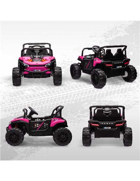 AIYAPLAY 12V Battery Powered Ride on Truck w/ Remote, Four Suspension Wheels, Horn, Lights, Music, USB, for Ages 3-5 Years, Pink - pic 124301 | FastDaddyshop