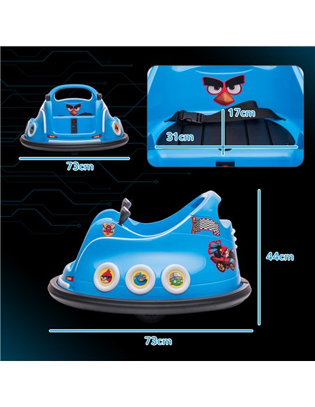 AIYAPLAY Angry Bird Licensed Waltzer Car, 12V Kids Bumper Car w/ Joysticks, Remote, Music LED Lights - Blue - pic 124304 | FastDaddyshop