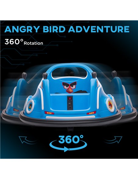 AIYAPLAY Angry Bird Licensed Waltzer Car, 12V Kids Bumper Car w/ Joysticks, Remote, Music LED Lights - Blue - pic 124305 | FastDaddyshop