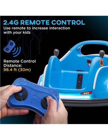 AIYAPLAY Angry Bird Licensed Waltzer Car, 12V Kids Bumper Car w/ Joysticks, Remote, Music LED Lights - Blue