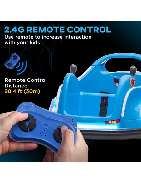 AIYAPLAY Angry Bird Licensed Waltzer Car, 12V Kids Bumper Car w/ Joysticks, Remote, Music LED Lights - Blue - pic 124306 | FastDaddyshop