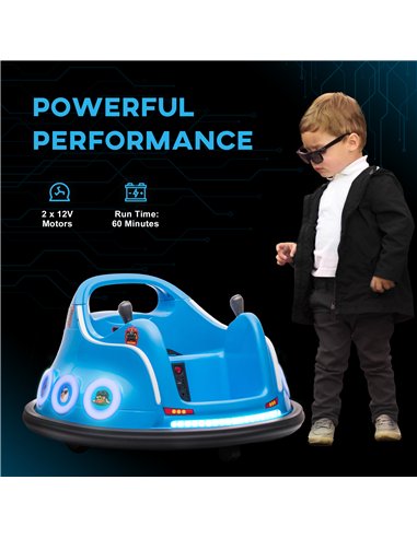 AIYAPLAY Angry Bird Licensed Waltzer Car, 12V Kids Bumper Car w/ Joysticks, Remote, Music LED Lights - Blue