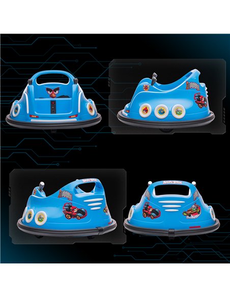 AIYAPLAY Angry Bird Licensed Waltzer Car, 12V Kids Bumper Car w/ Joysticks, Remote, Music LED Lights - Blue - pic 124310 | FastDaddyshop