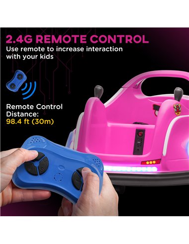 AIYAPLAY Angry Bird Licensed Waltzer Car, 12V Kids Bumper Car w/ Joysticks, Remote, Music LED Lights - Pink