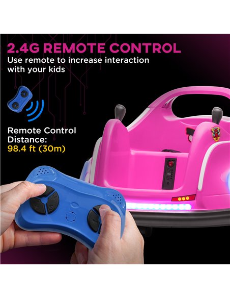AIYAPLAY Angry Bird Licensed Waltzer Car, 12V Kids Bumper Car w/ Joysticks, Remote, Music LED Lights - Pink - pic 124315 | FastDaddyshop
