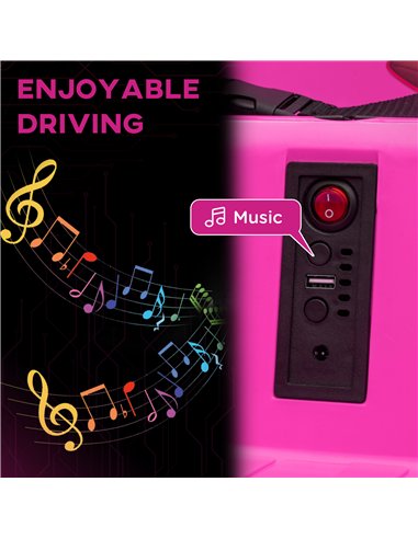 AIYAPLAY Angry Bird Licensed Waltzer Car, 12V Kids Bumper Car w/ Joysticks, Remote, Music LED Lights - Pink