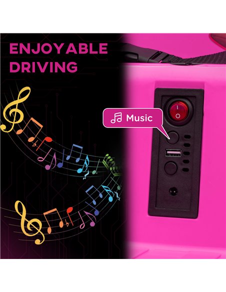 AIYAPLAY Angry Bird Licensed Waltzer Car, 12V Kids Bumper Car w/ Joysticks, Remote, Music LED Lights - Pink - pic 124317 | FastDaddyshop