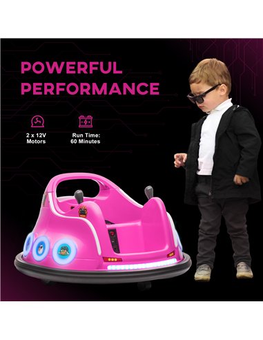 AIYAPLAY Angry Bird Licensed Waltzer Car, 12V Kids Bumper Car w/ Joysticks, Remote, Music LED Lights - Pink