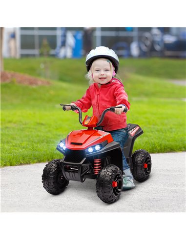 AIYAPLAY 12V Kids Electric Quad Bike w/ Spring Suspension System, Forward, Backward, LED Light, Music, MP3, Red
