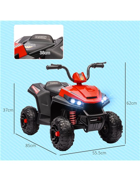 AIYAPLAY 12V Kids Electric Quad Bike w/ Spring Suspension System, Forward, Backward, LED Light, Music, MP3, Red - pic 124322 | FastDaddyshop