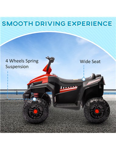 AIYAPLAY 12V Kids Electric Quad Bike w/ Spring Suspension System, Forward, Backward, LED Light, Music, MP3, Red
