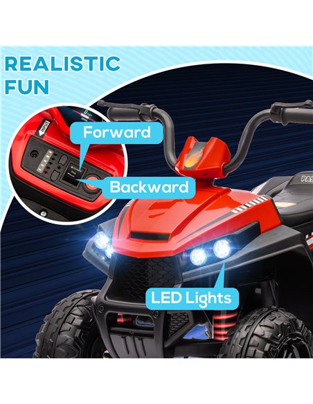 AIYAPLAY 12V Kids Electric Quad Bike w/ Spring Suspension System, Forward, Backward, LED Light, Music, MP3, Red - pic 124324 | FastDaddyshop
