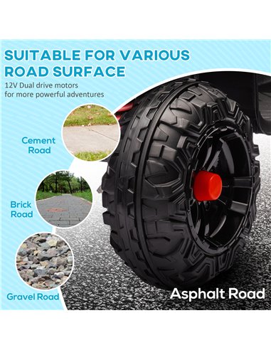AIYAPLAY 12V Kids Electric Quad Bike w/ Spring Suspension System, Forward, Backward, LED Light, Music, MP3, Red