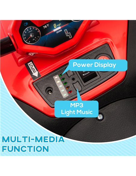 AIYAPLAY 12V Kids Electric Quad Bike w/ Spring Suspension System, Forward, Backward, LED Light, Music, MP3, Red - pic 124326 | FastDaddyshop