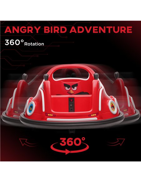 AIYAPLAY Angry Bird Licensed Waltzer Car, 12V Kids Bumper Car w/ Joysticks, Remote, Music LED Lights - Red - pic 124332 | FastDaddyshop