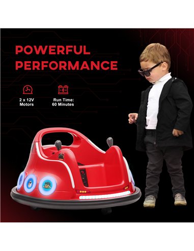 AIYAPLAY Angry Bird Licensed Waltzer Car, 12V Kids Bumper Car w/ Joysticks, Remote, Music LED Lights - Red