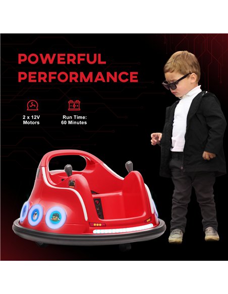 AIYAPLAY Angry Bird Licensed Waltzer Car, 12V Kids Bumper Car w/ Joysticks, Remote, Music LED Lights - Red - pic 124336 | FastDaddyshop