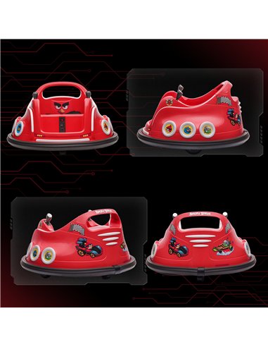 AIYAPLAY Angry Bird Licensed Waltzer Car, 12V Kids Bumper Car w/ Joysticks, Remote, Music LED Lights - Red