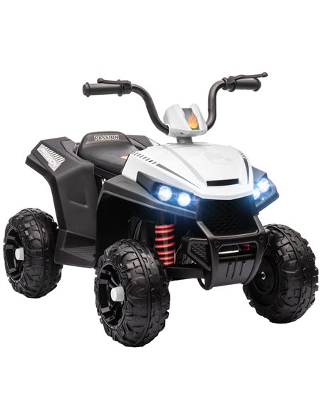 AIYAPLAY 12V Kids Electric Quad Bike w/ Spring Suspension System, Forward, Backward, LED Light, Music, MP3, White - pic 124338 | FastDaddyshop