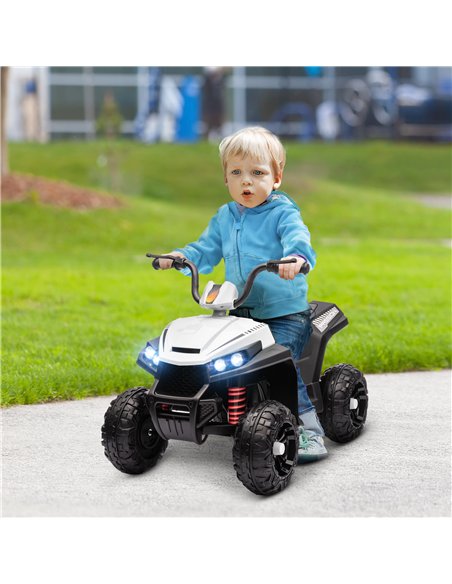 AIYAPLAY 12V Kids Electric Quad Bike w/ Spring Suspension System, Forward, Backward, LED Light, Music, MP3, White - pic 124339 | FastDaddyshop