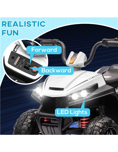 AIYAPLAY 12V Kids Electric Quad Bike w/ Spring Suspension System, Forward, Backward, LED Light, Music, MP3, White - pic 124342 | FastDaddyshop