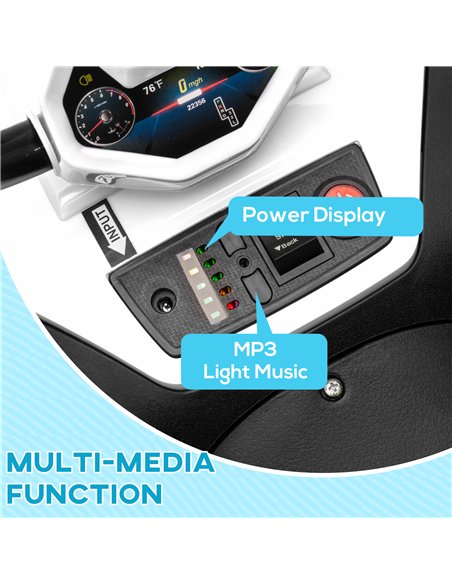 AIYAPLAY 12V Kids Electric Quad Bike w/ Spring Suspension System, Forward, Backward, LED Light, Music, MP3, White - pic 124344 | FastDaddyshop