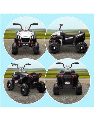AIYAPLAY 12V Kids Electric Quad Bike w/ Spring Suspension System, Forward, Backward, LED Light, Music, MP3, White