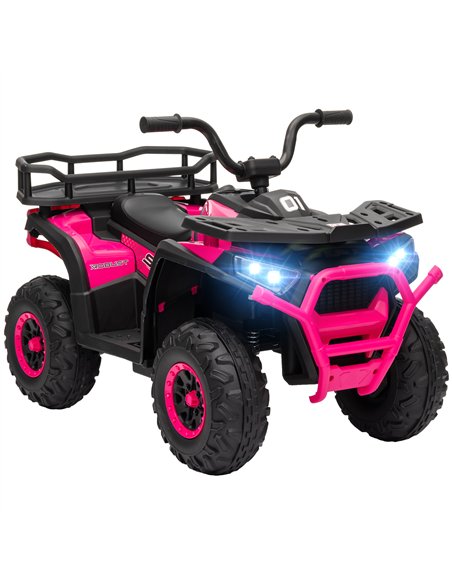 AIYAPLAY 12V Kids Electric Ride on ATV, Battery Powered Quad Bike w/ Spring Suspension, Forward Backward, Storage Basket - Pink - pic 124347 | FastDaddyshop