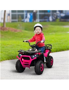 AIYAPLAY 12V Kids Electric Ride on ATV, Battery Powered Quad Bike w/ Spring Suspension, Forward Backward, Storage Basket - Pink 2
