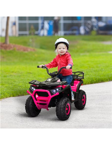 AIYAPLAY 12V Kids Electric Ride on ATV, Battery Powered Quad Bike w/ Spring Suspension, Forward Backward, Storage Basket - Pink - pic 124348 | FastDaddyshop