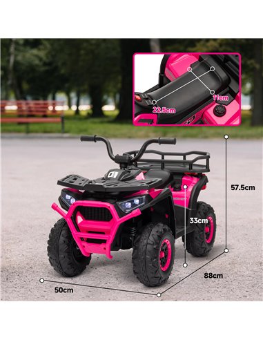 AIYAPLAY 12V Kids Electric Ride on ATV, Battery Powered Quad Bike w/ Spring Suspension, Forward Backward, Storage Basket - Pink