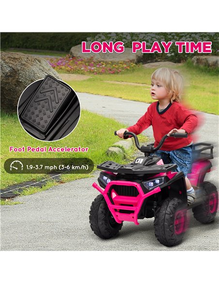 AIYAPLAY 12V Kids Electric Ride on ATV, Battery Powered Quad Bike w/ Spring Suspension, Forward Backward, Storage Basket - Pink - pic 124352 | FastDaddyshop